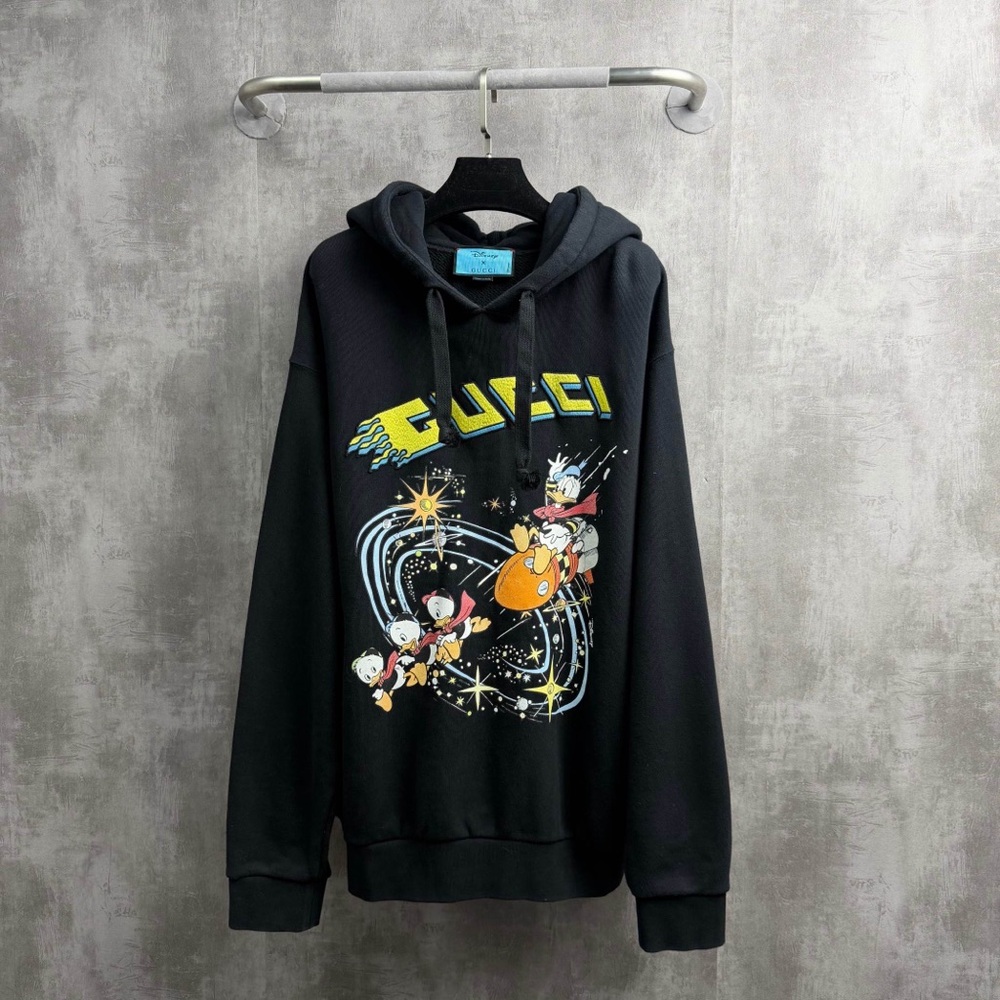 ❌sold❌Authentic Gucci Black Hoodie with Colorful Space Graphic